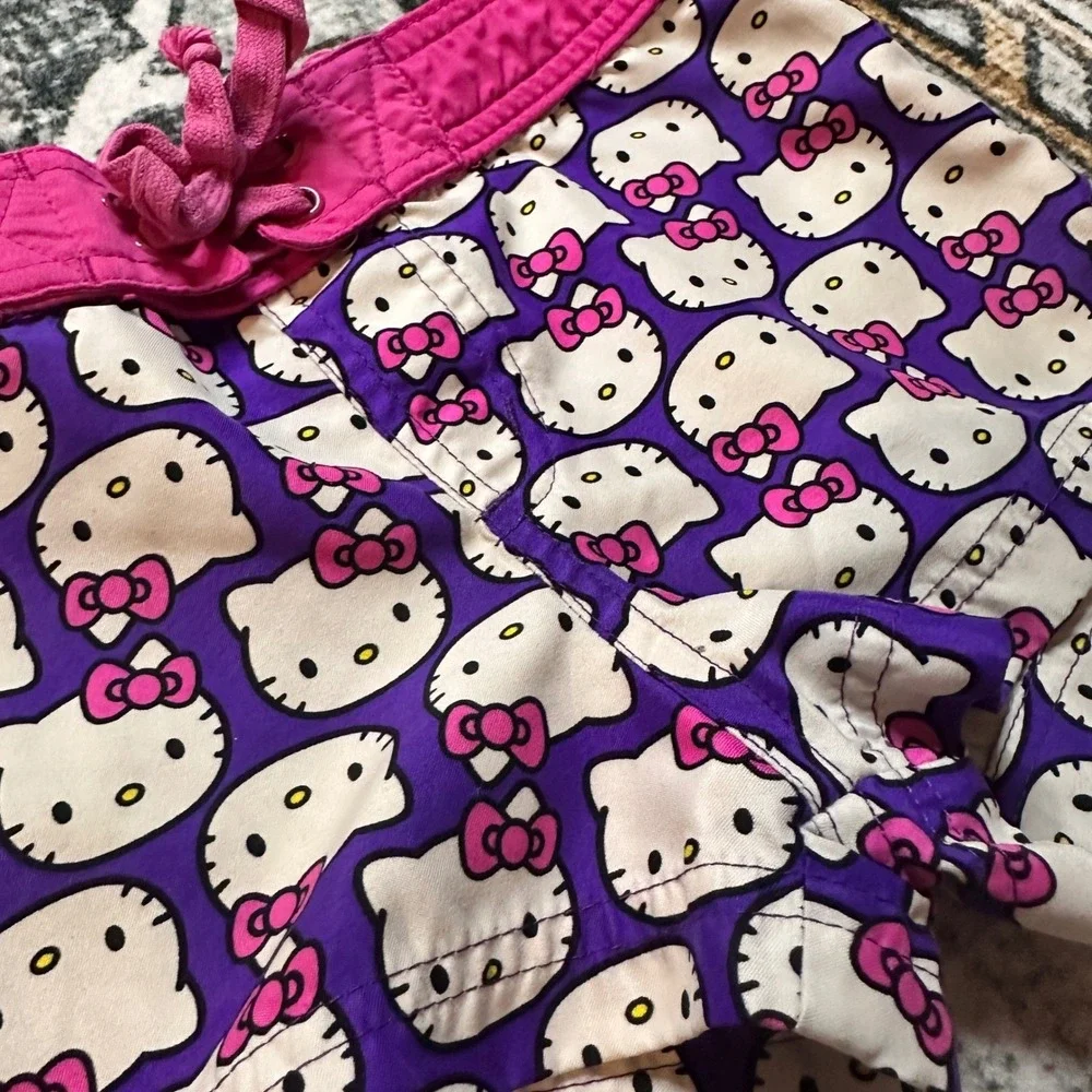 Hello Kitty Sanrio Board Shorts Printed Pink Purple‎ Polyester Youth XS
